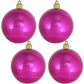 Christmas By Krebs 4" (100mm) Shiny Tutti Frutti Pink [4 Pieces] Solid Commercial Grade Indoor and Outdoor Shatterproof Plastic, UV and Water Resistant Ball Ornament Decorations