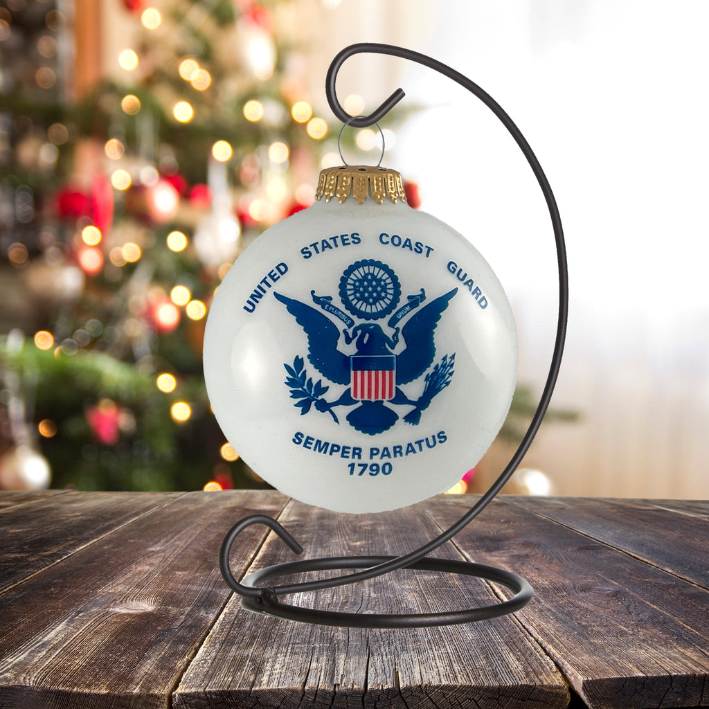 Christmas Tree Ornaments Made in the USA - 80mm / 3.25" Decorated Collectible Glass Balls from Christmas by Krebs - Handmade Hanging Holiday Decoration for Trees (USCG with Established Date)