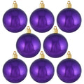 Christmas By Krebs 3 1/4" (80mm) Shiny Vivacious Purple [8 Pieces] Solid Commercial Grade Indoor and Outdoor Shatterproof Plastic, UV and Water Resistant Ball Ornament Decorations