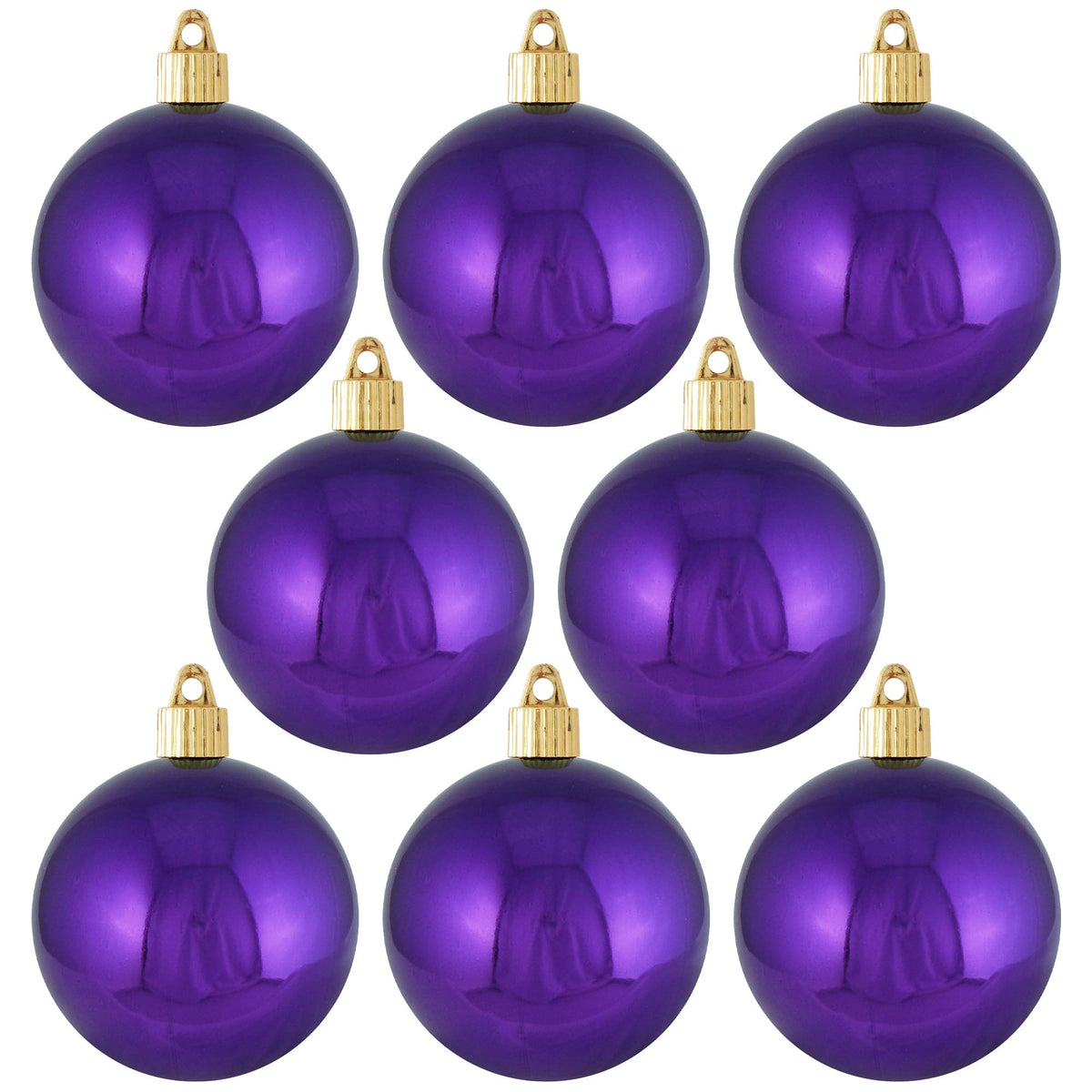 Christmas By Krebs 3 1/4" (80mm) Shiny Vivacious Purple [8 Pieces] Solid Commercial Grade Indoor and Outdoor Shatterproof Plastic, UV and Water Resistant Ball Ornament Decorations