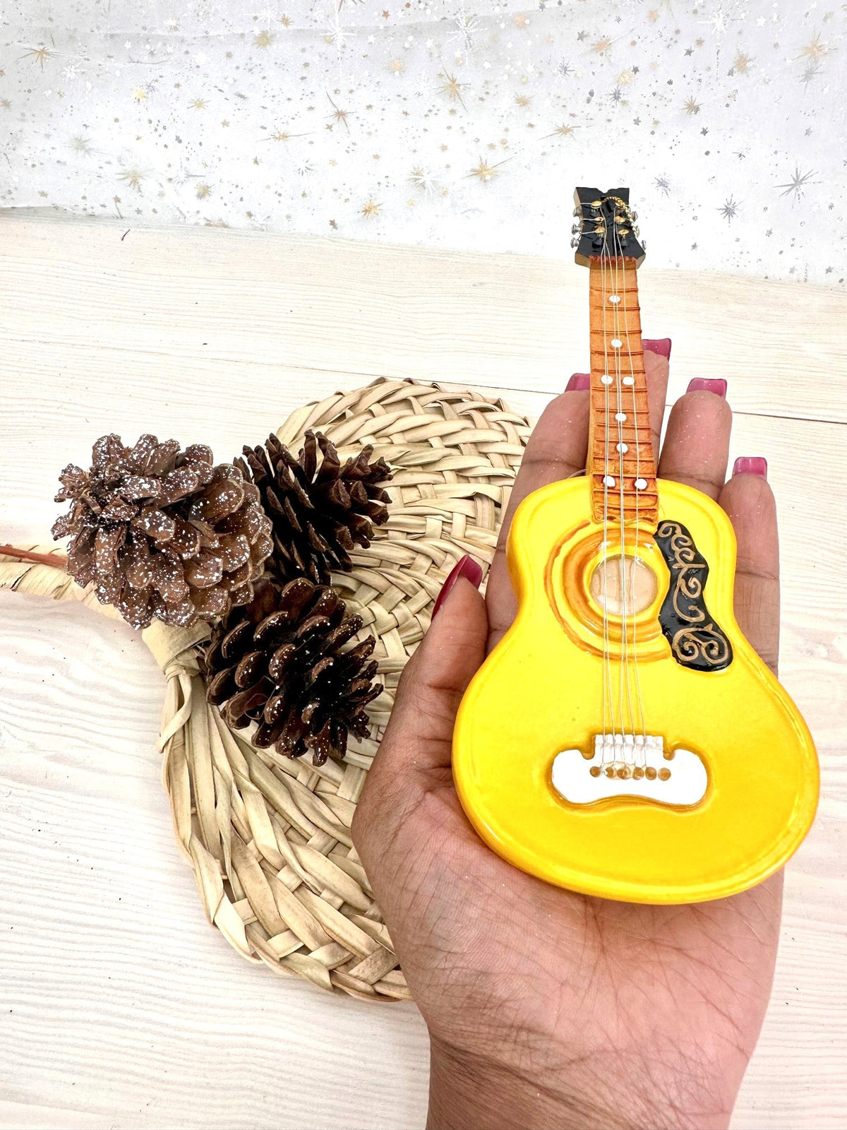 Christmas By Krebs Blown Glass  Collectible Tree Ornaments  (7" Acoustic Guitar)