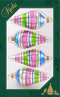 Glass Christmas Tree Ornaments - 67mm/2.63" [4 Pieces] Decorated Balls from Christmas by Krebs Seamless Hanging Holiday Decor