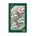 Glass Christmas Tree Ornaments - 67mm/2.63" [4 Pieces] Decorated Balls from Christmas by Krebs Seamless Hanging Holiday Decor (Classic White Velvet with Candy Canes)