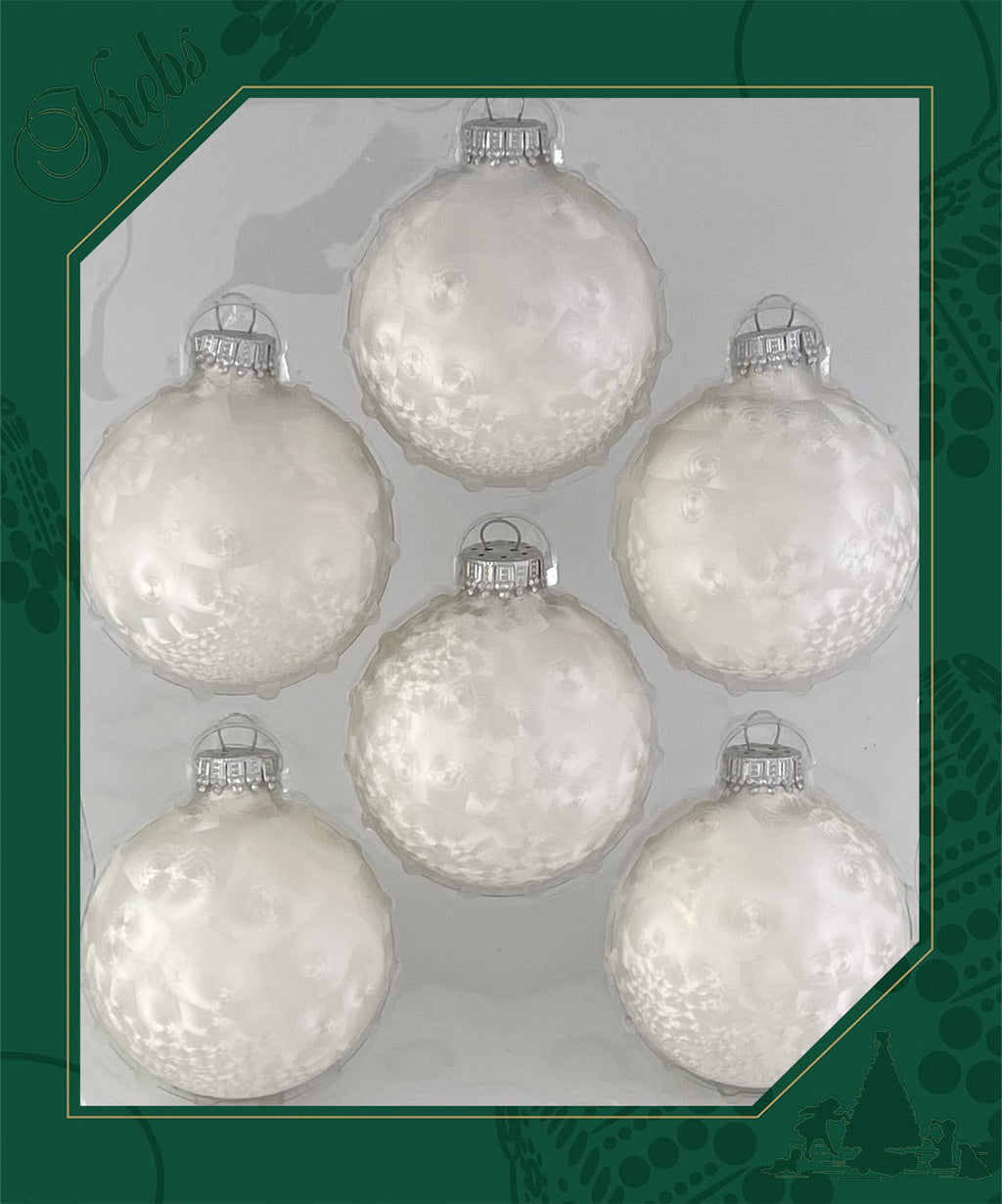 Glass Christmas Tree Ornaments - 67mm / 2.63" [6 Pieces] Designer Balls from Christmas By Krebs Seamless Hanging Holiday Decor