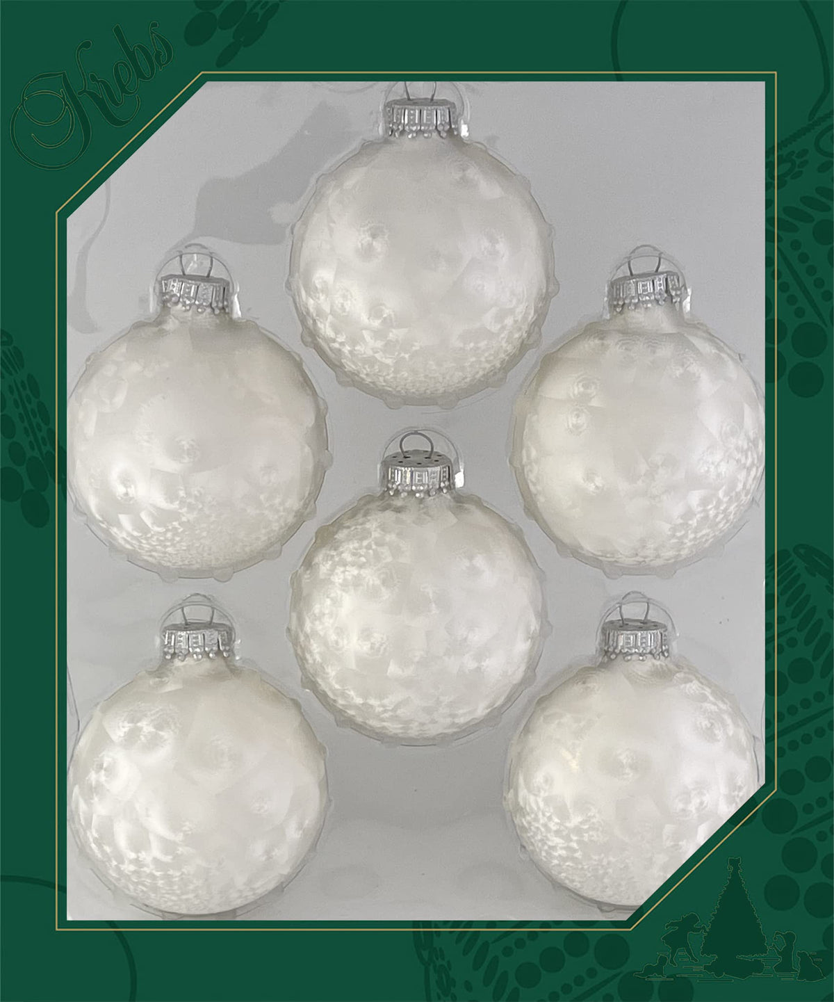 Glass Christmas Tree Ornaments - 67mm / 2.63" [6 Pieces] Designer Balls from Christmas By Krebs Seamless Hanging Holiday Decor