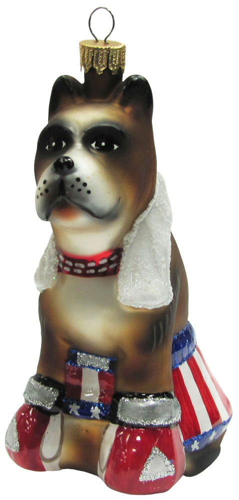 Christmas By Krebs Blown Glass  Collectible Tree Ornaments  (Boxer Dog)
