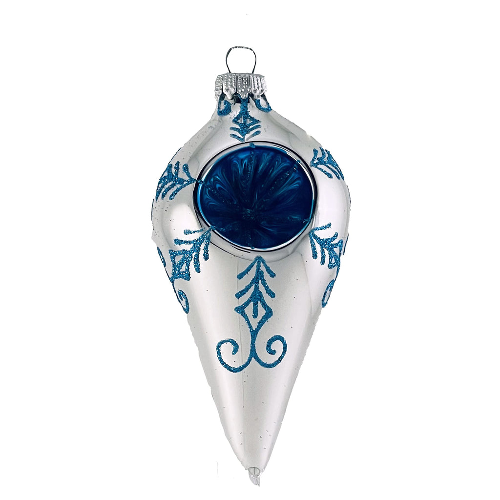 Glass Christmas Tree Ornaments - 67mm/2.625" [4 Pieces] Decorated Balls from Christmas by Krebs Seamless Hanging Holiday Decor (Bright Silver 4" Drops with Reflectors)