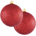 Christmas By Krebs Ornament, Commercial Grade Indoor and Outdoor Shatterproof Plastic, Water Resistant Ball Ornament Decorations (Red Glitz, 6 inch (150mm))