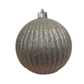 Christmas By Krebs 6" (150mm) Ribbed Silver Glitter [2 Pieces] Solid Commercial Grade Indoor and Outdoor Shatterproof Plastic, Water Resistant Ball Ornament Decorations