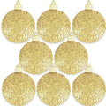 Christmas By Krebs 3 1/4" (80mm) Gold Glitz [8 Pieces] Solid Commercial Grade Indoor and Outdoor Shatterproof Plastic, Water Resistant Ball Ornament Decorations