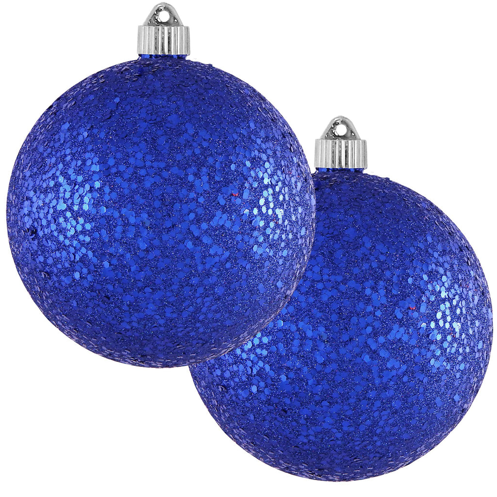 Christmas By Krebs Ornament, Commercial Grade Indoor and Outdoor Shatterproof Plastic, Water Resistant Ball Ornament Decorations (Blue Glitz, 6 inch (150mm))