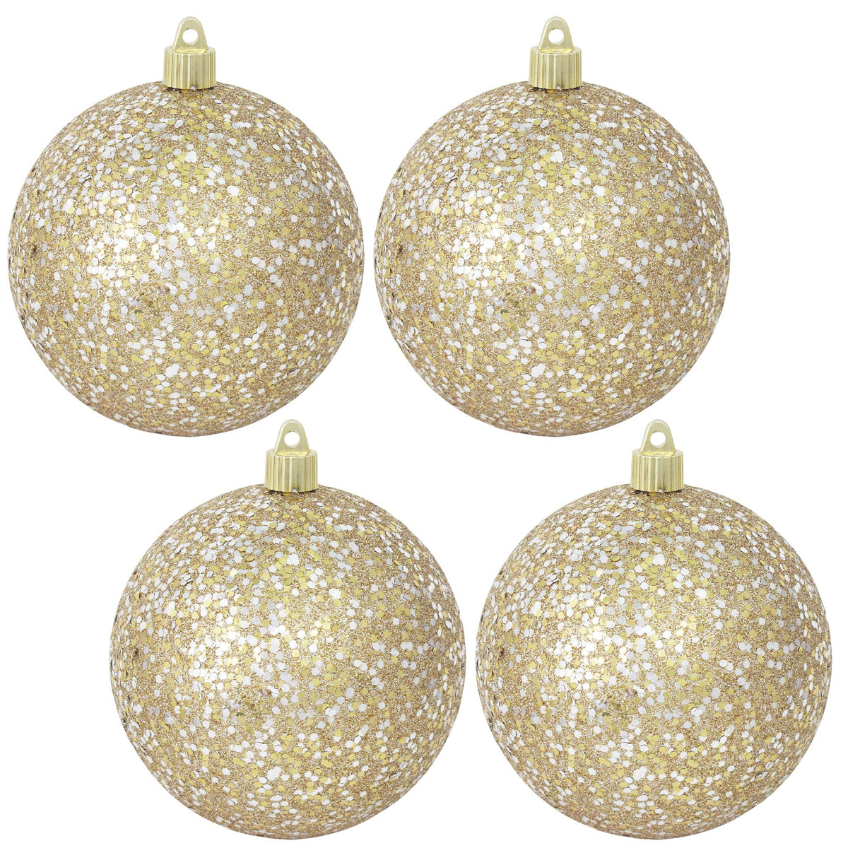 Christmas By Krebs 4 3/4" (120mm) Gold & Silver Multicolor Glitz [4 Pieces] Solid Commercial Grade Indoor and Outdoor Shatterproof Plastic, Water Resistant Ball Ornament Decorations