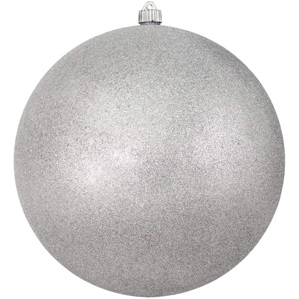 Christmas By Krebs 12" (300mm) Silver Glitter [1 Piece] Solid Commercial Grade Indoor and Outdoor Shatterproof Plastic, Water Resistant Ball Ornament Decorations