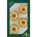 Glass Christmas Tree Ornaments - 67mm/2.625" [4 Pieces] Decorated Balls from Christmas by Krebs Seamless Hanging Holiday Decor (Aztec Gold Round Reflector)