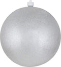 Christmas By Krebs 10" (250mm) Silver Glitter [1 Piece] Solid Commercial Grade Indoor and Outdoor Shatterproof Plastic, Water Resistant Ball Ornament Decorations