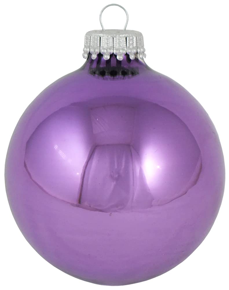 Christmas By Krebs 2 5/8" (67mm) Seamless Glass Ornament [8 Pieces], Decorated Designer Heirloom (Shiny Amethyst Purple)