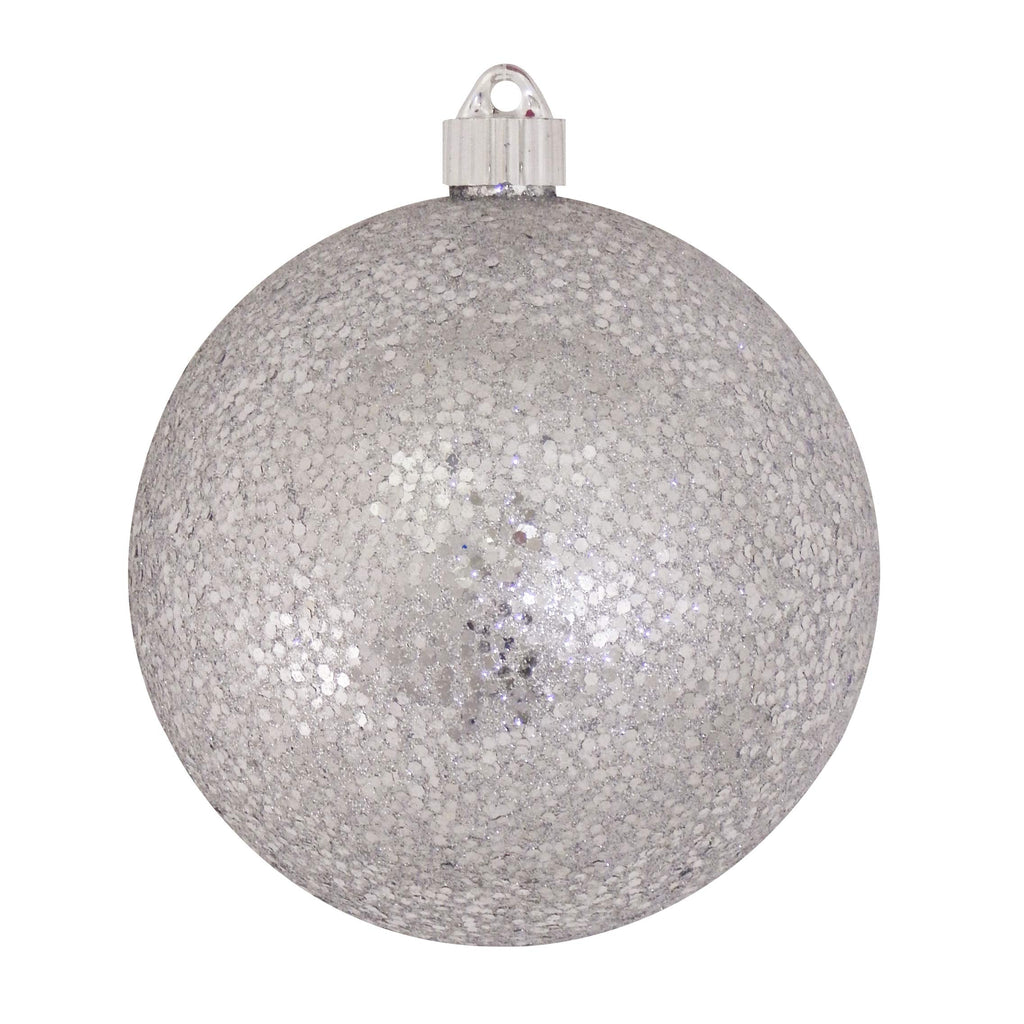 Christmas By Krebs Ornament, Commercial Grade Indoor and Outdoor Shatterproof Plastic, Water Resistant Ball Ornament Decorations (Silver Glitz, 6 inch (150mm))