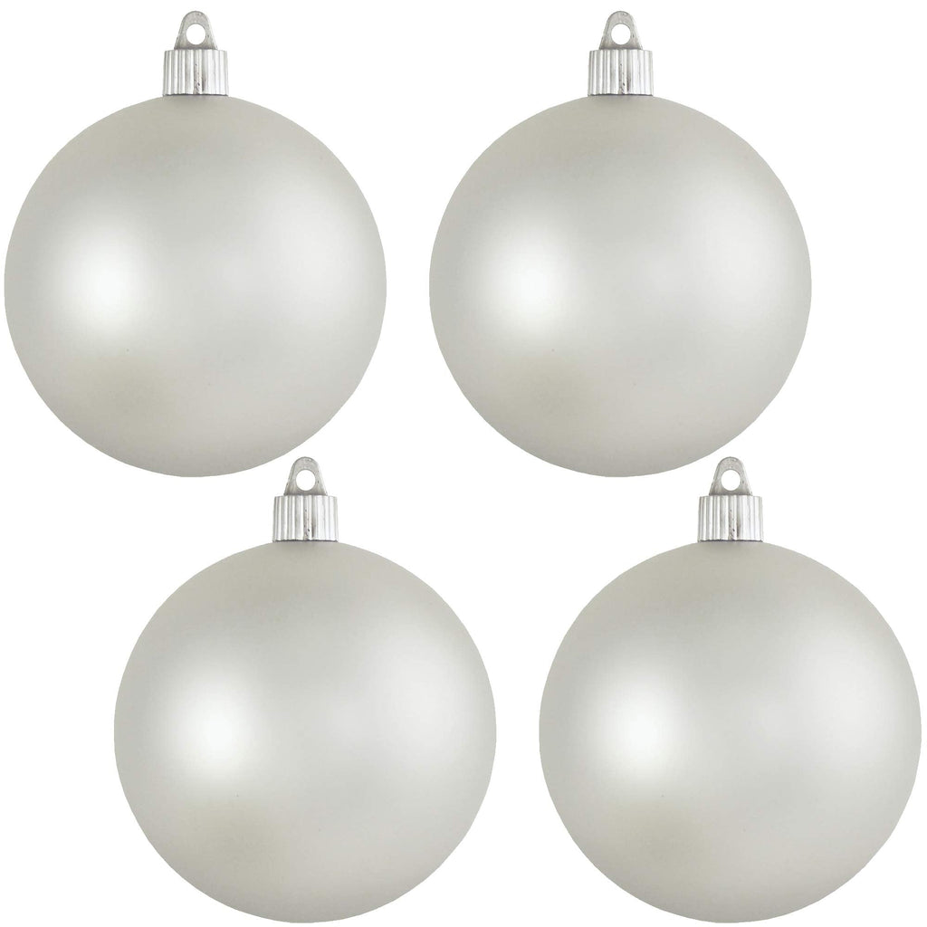 Christmas By Krebs 4" (100mm) Velvet Dove Gray [4 Pieces] Solid Commercial Grade Indoor and Outdoor Shatterproof Plastic, UV and Water Resistant Ball Ornament Decorations