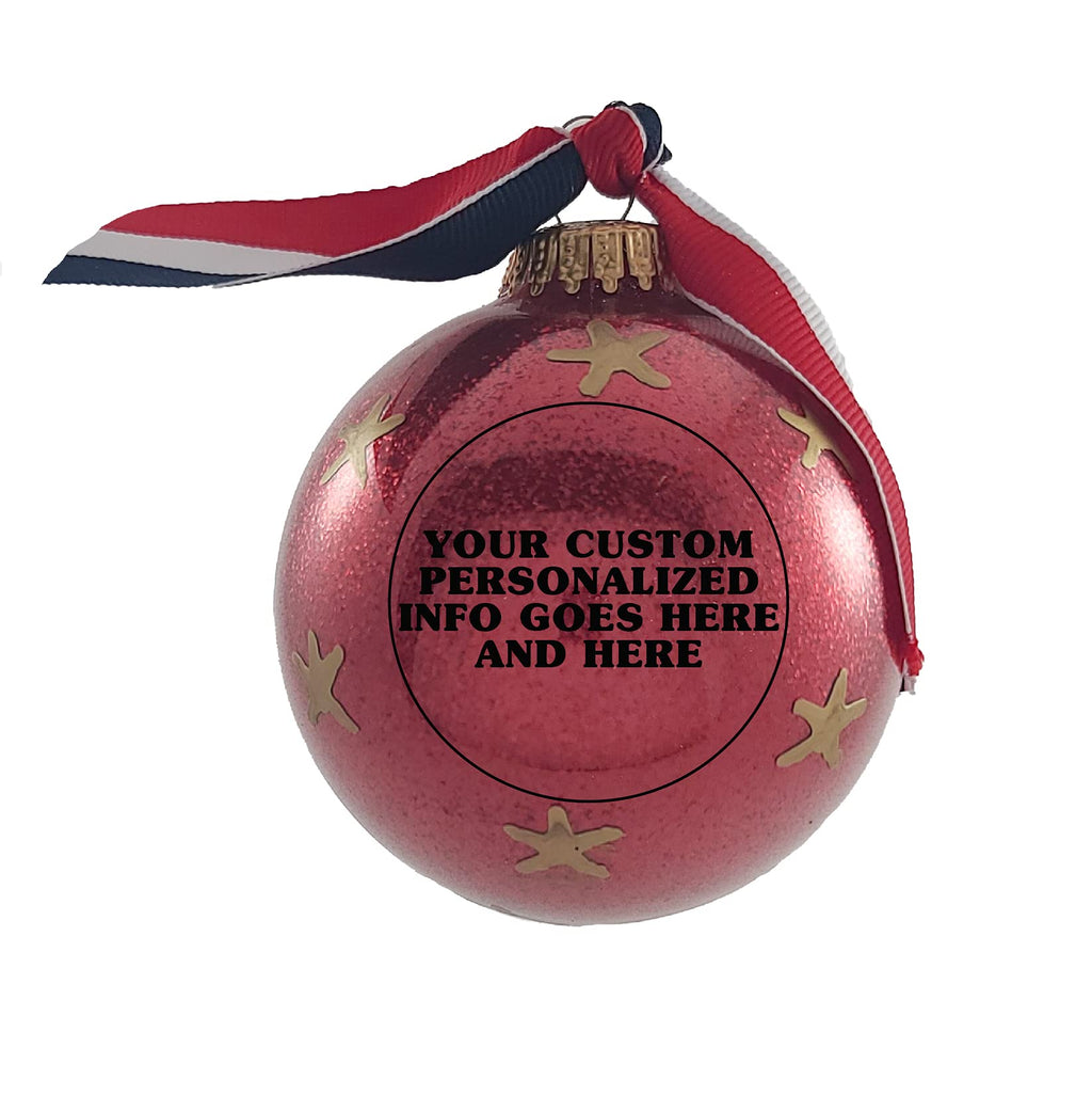 Christmas Tree Ornaments Made in the USA - 80mm / 3.25" Decorated Collectible Glass Balls from Christmas by Krebs - Handmade Hanging Holiday Decoration for Trees (Proud Marine Corps Family)