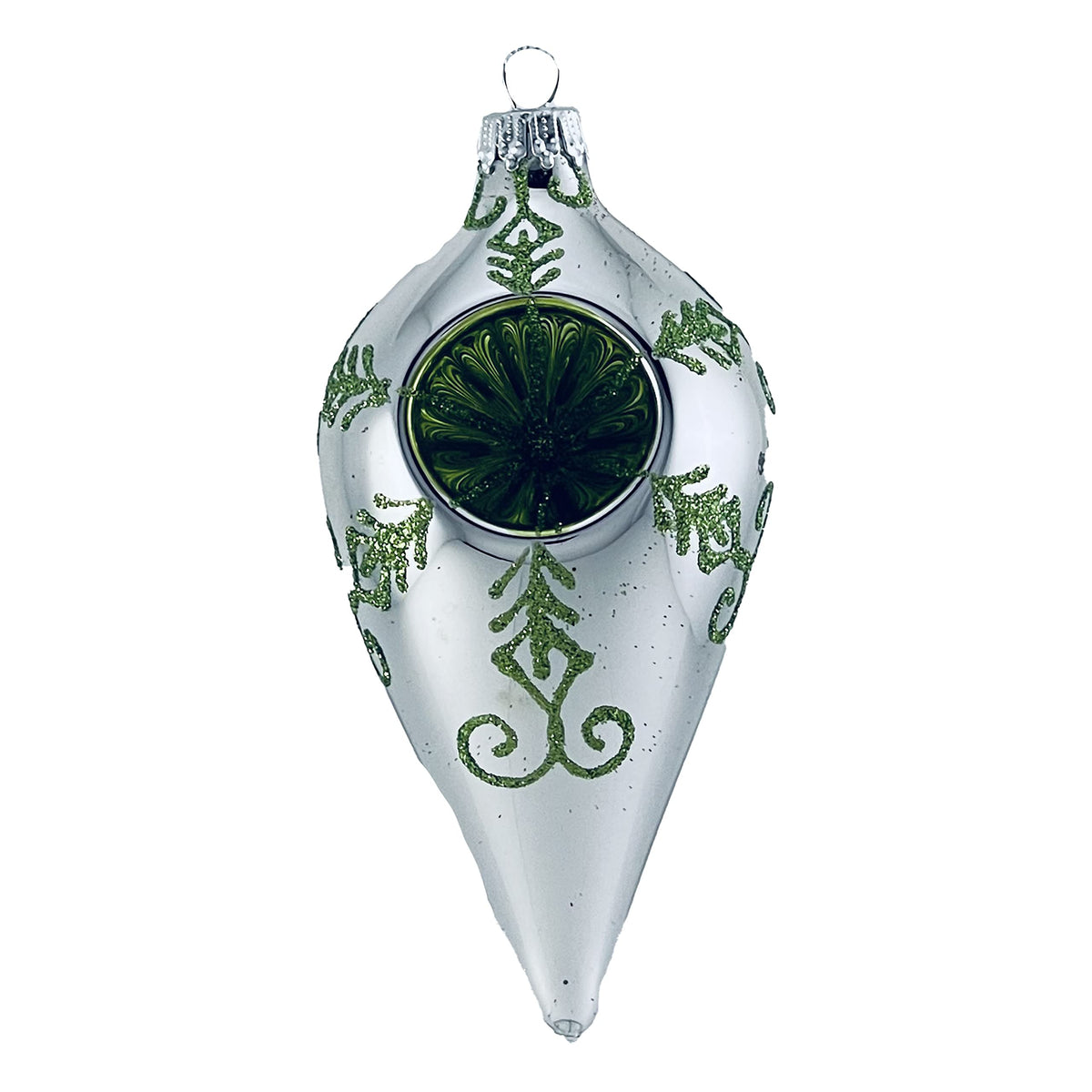 Glass Christmas Tree Ornaments - 67mm/2.625" [4 Pieces] Decorated Balls from Christmas by Krebs Seamless Hanging Holiday Decor (Bright Silver 4" Drops with Reflectors)
