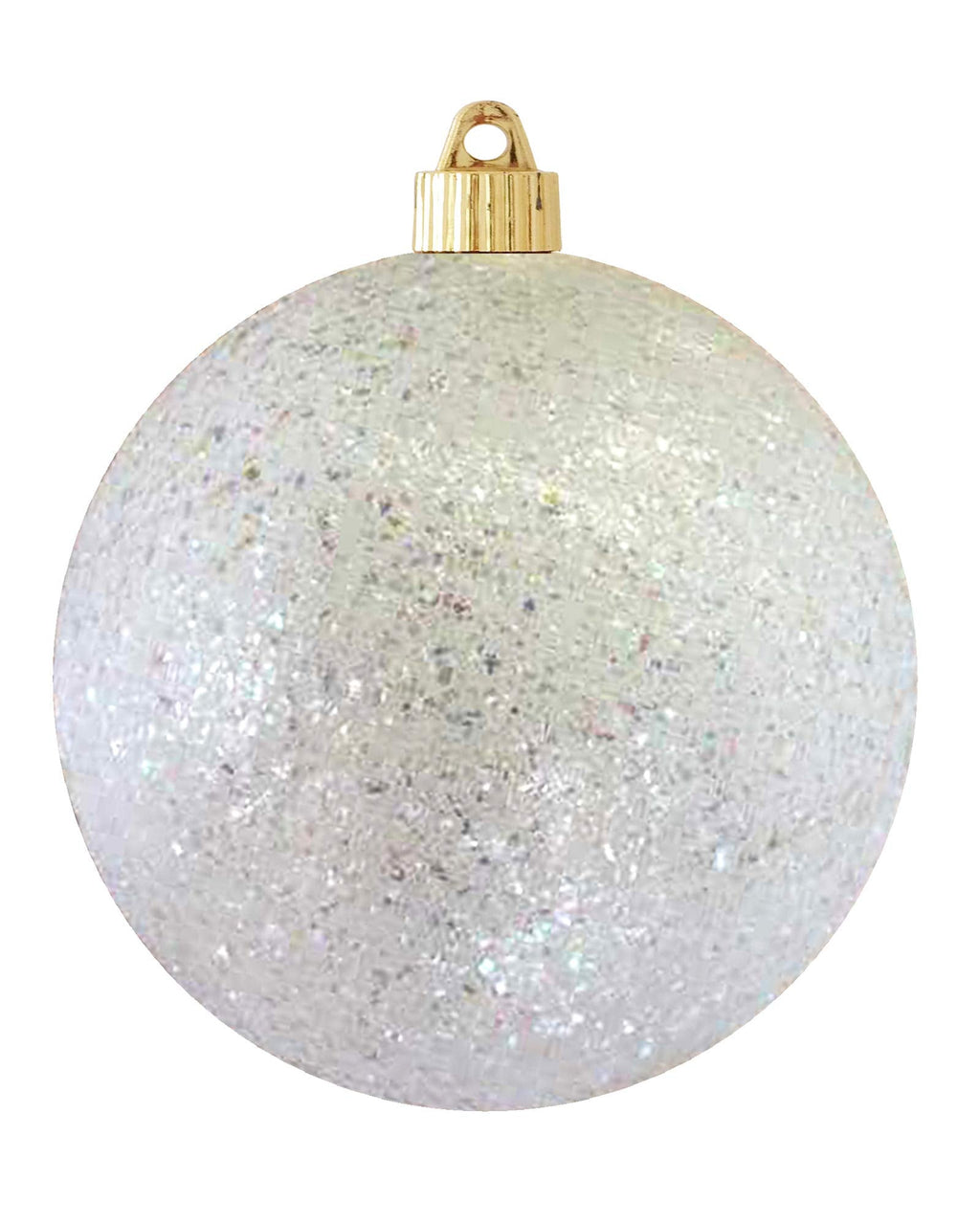 Christmas By Krebs Ornament, Commercial Grade Indoor and Outdoor Shatterproof Plastic, Water Resistant Ball Ornament Decorations (White Confetti Glitter, 6 inch (150mm))