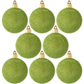 Christmas By Krebs 3 1/4" (80mm) Lime Green Glitter [8 Pieces] Solid Commercial Grade Indoor and Outdoor Shatterproof Plastic, Water Resistant Ball Ornament Decorations
