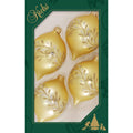 Glass Christmas Tree Ornaments - 67mm/2.63" [4 Pieces] Decorated Balls from Christmas by Krebs Seamless Hanging Holiday Decor (Gold Velvet 3.5" Onion with Leaves)
