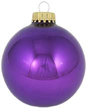 Christmas By Krebs 2 5/8" (67mm) Seamless Glass Ornament [8 Pieces], Decorated Designer Heirloom (Shiny Royal Lilac Purple)