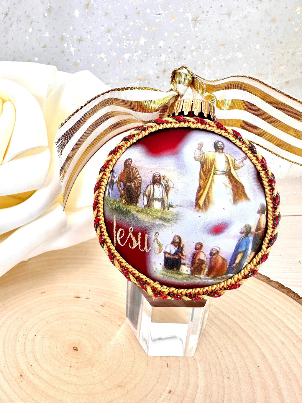 3 1/4" Collectable Bible Hero Glass Ornament Made in USA | Hugs Special Occasions Keepsake Gifts |  (Jesus)