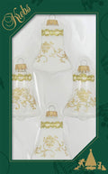 Glass Christmas Tree Ornaments - 67mm/2.63" [4 Pieces] Decorated Balls from Christmas by Krebs Seamless Hanging Holiday Decor (Clear 3" Bells with Glitterlace and Braid)