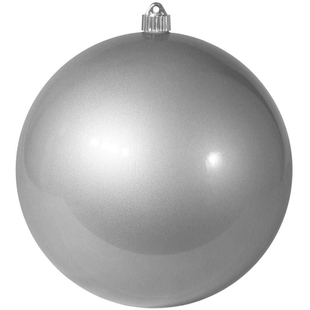 Christmas By Krebs 8" (200mm) Candy Silver [1 Piece] Solid Commercial Grade Indoor and Outdoor Shatterproof Plastic, UV and Water Resistant Ball Ornament Decorations