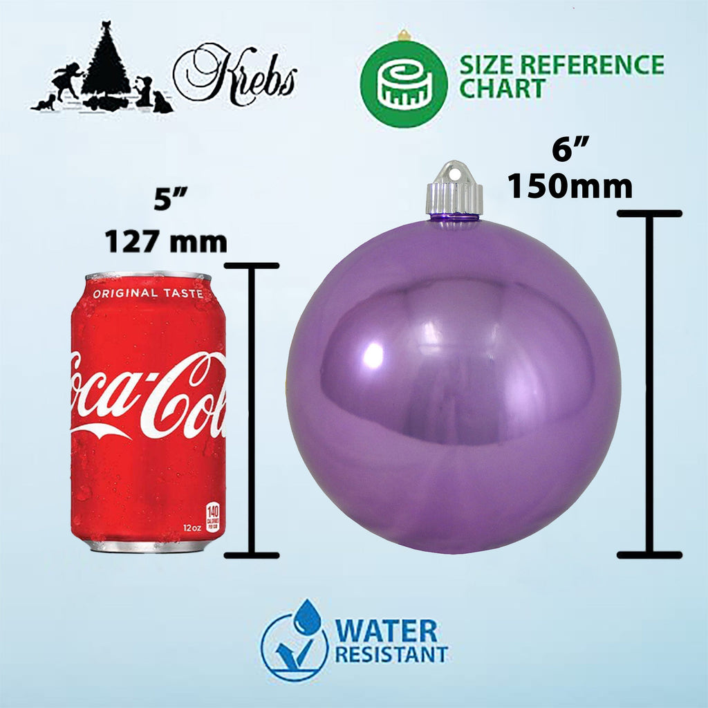 Christmas By Krebs Ornament, Commercial Shatterproof UV Resistant Plastic Christmas Ball Decoration (Sunset Orange, 6 inch (150mm))