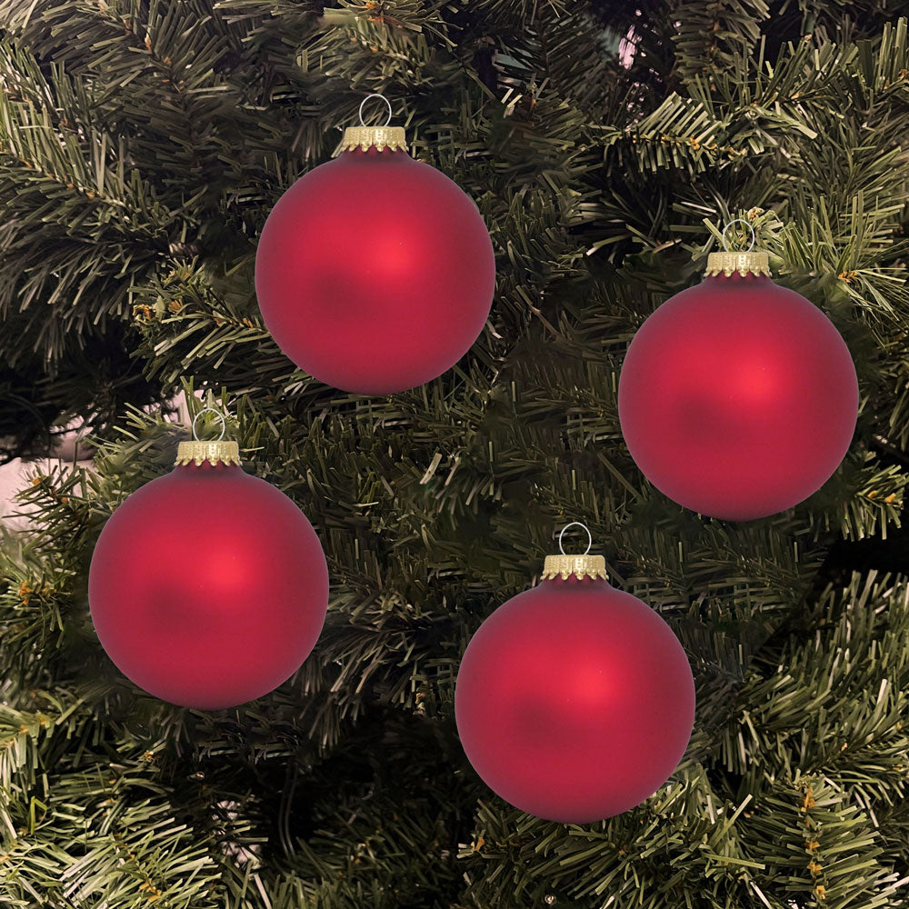Christmas By Krebs Made in The USA Designer Seamless Glass Christmas Ball Ornaments, 2 5/8" (67mm), 8 Pieces (Velvet Red)