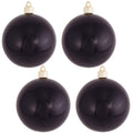 Christmas By Krebs 4" (100mm) Shiny Onyx Black [4 Pieces] Solid Commercial Grade Indoor and Outdoor Shatterproof Plastic, UV and Water Resistant Ball Ornament Decorations