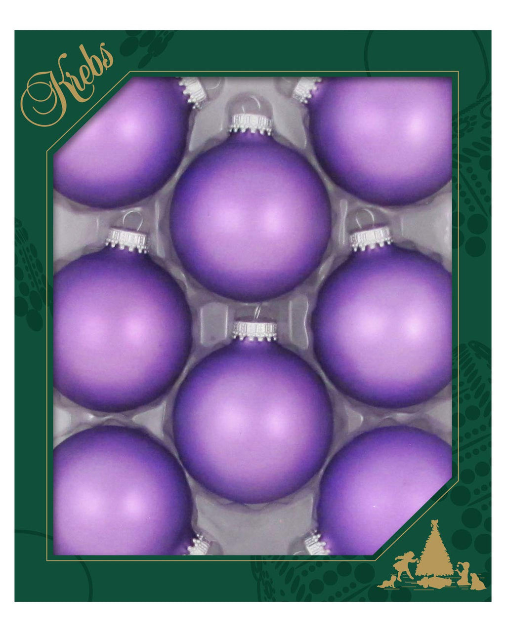 Christmas By Krebs Made in The USA Designer Seamless Glass Christmas Ball Ornaments, 2 5/8" (67mm), 8 Pieces (Velvet Amethyst Purple)