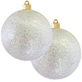 Christmas By Krebs Ornament, Commercial Grade Indoor and Outdoor Shatterproof Plastic, Water Resistant Ball Ornament Decorations (White Confetti Glitter, 6 inch (150mm))
