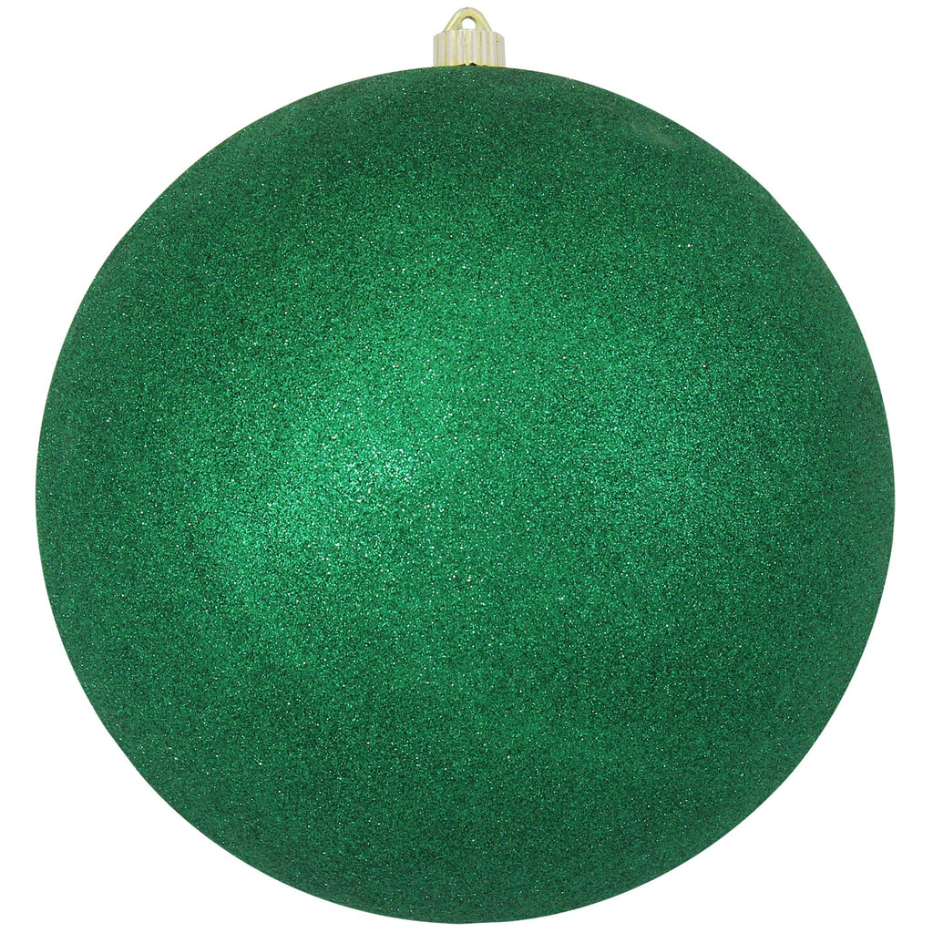 Christmas By Krebs 12" (300mm) Emerald Green Glitter [1 Piece] Solid Commercial Grade Indoor and Outdoor Shatterproof Plastic, Water Resistant Ball Ornament Decorations