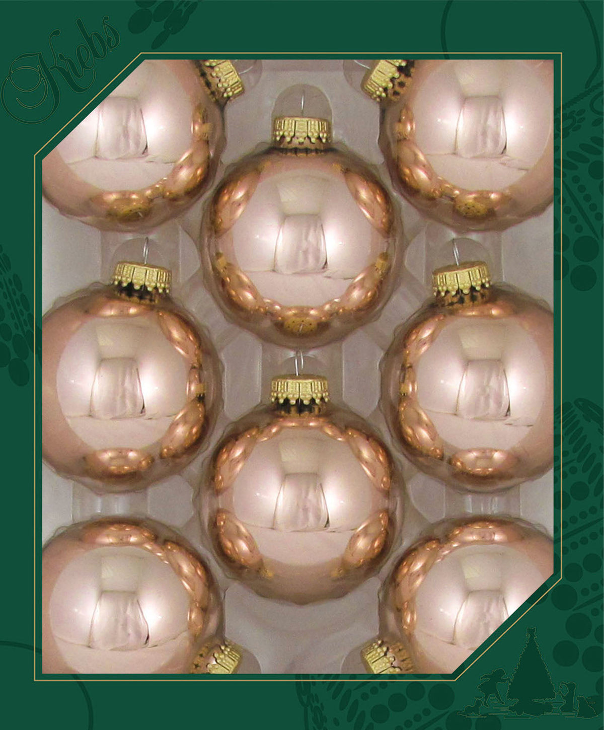 Glass Christmas Tree Ornaments - 67mm / 2.63" [8 Pieces] Designer Balls from Christmas By Krebs Seamless Hanging Holiday Decor
