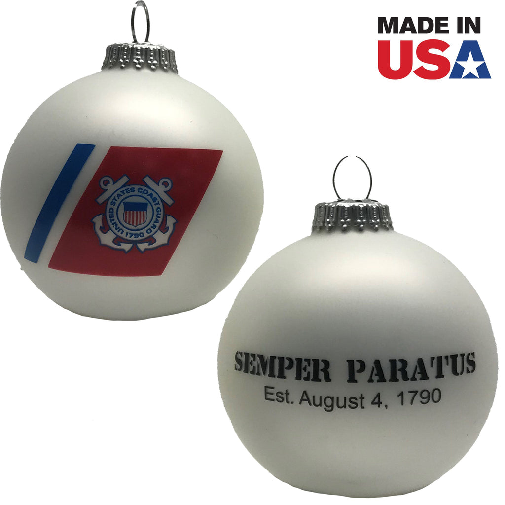 Christmas Tree Ornaments Made in the USA - 80mm / 3.25" Decorated Collectible Glass Balls from Christmas by Krebs - Handmade Hanging Holiday Decoration for Trees (USCG with Est Date)