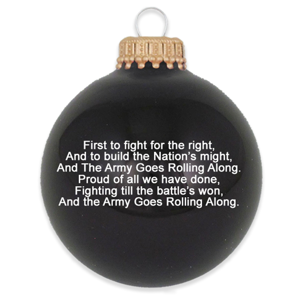 Christmas Tree Ornaments Made in the USA - 80mm / 3.25" Decorated Collectible Glass Balls from Christmas by Krebs - Handmade Hanging Holiday Decoration for Trees (US Army Logo & Hymn)