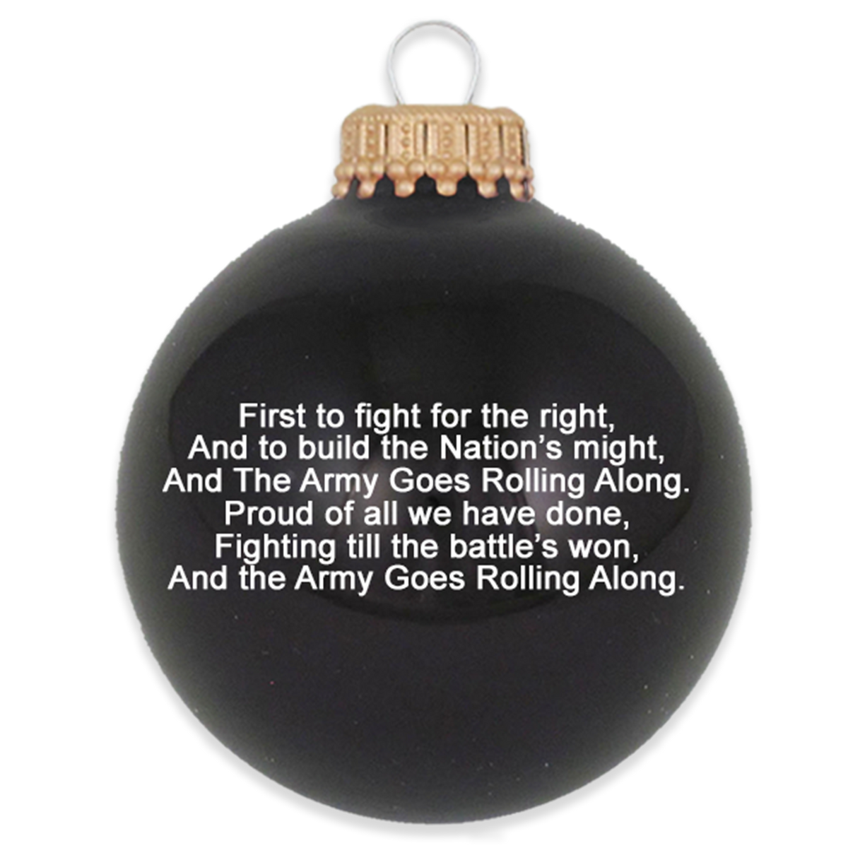 Christmas Tree Ornaments Made in the USA - 80mm / 3.25" Decorated Collectible Glass Balls from Christmas by Krebs - Handmade Hanging Holiday Decoration for Trees (US Army Logo & Hymn)