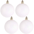 Christmas By Krebs 4" (100mm) Snowball White Glitter [4 Pieces] Solid Commercial Grade Indoor and Outdoor Shatterproof Plastic, Water Resistant Ball Ornament Decorations
