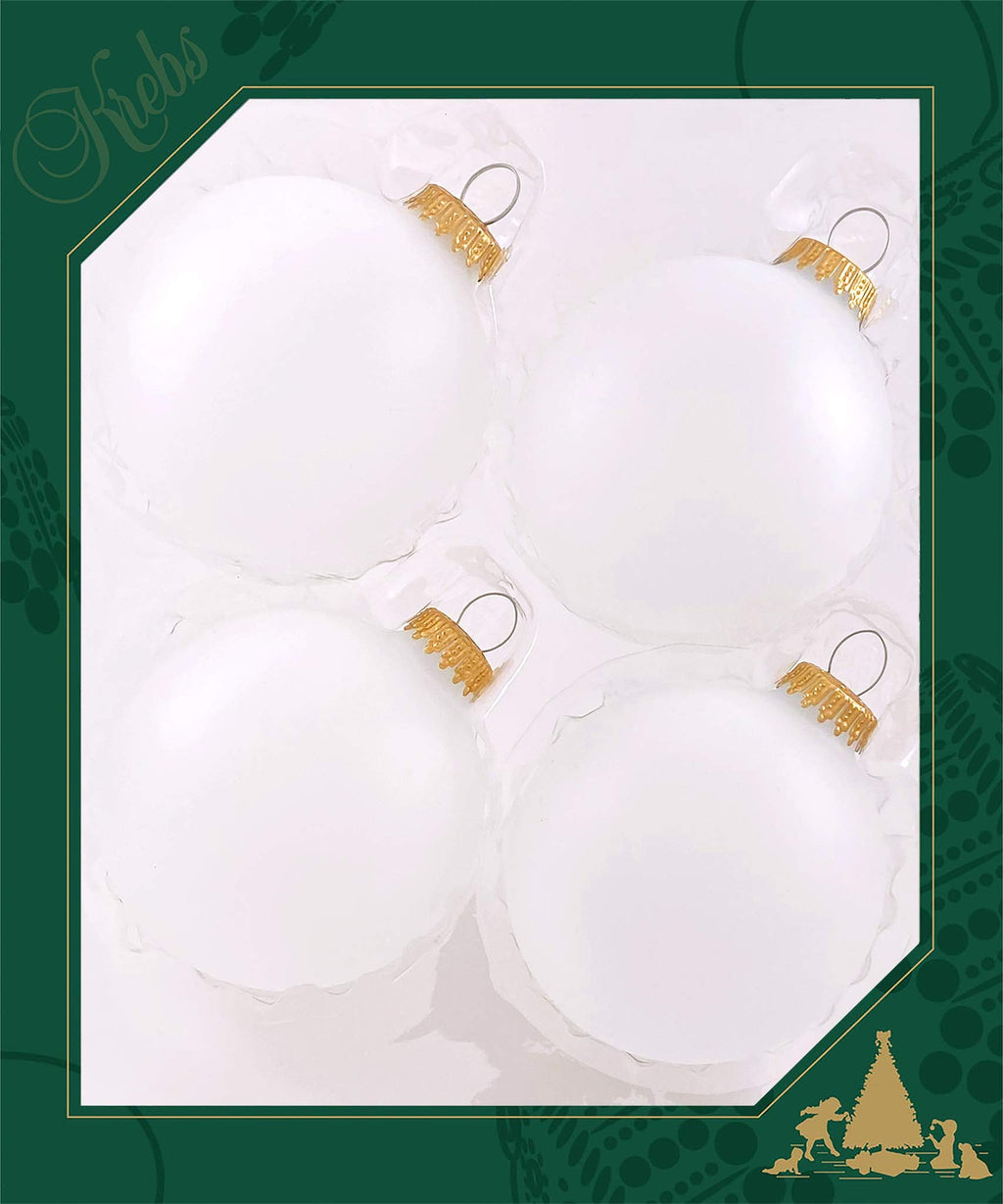 Glass Christmas Tree Ornaments - 80mm / 3.25" [4 Pieces] Designer Balls from Christmas By Krebs Seamless Hanging Holiday Decor (Frost Gold Cap)