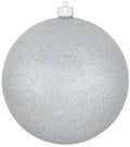 Christmas By Krebs 8" (200mm) Silver Glitter [1 Piece] Solid Commercial Grade Indoor and Outdoor Shatterproof Plastic, Water Resistant Ball Ornament Decorations