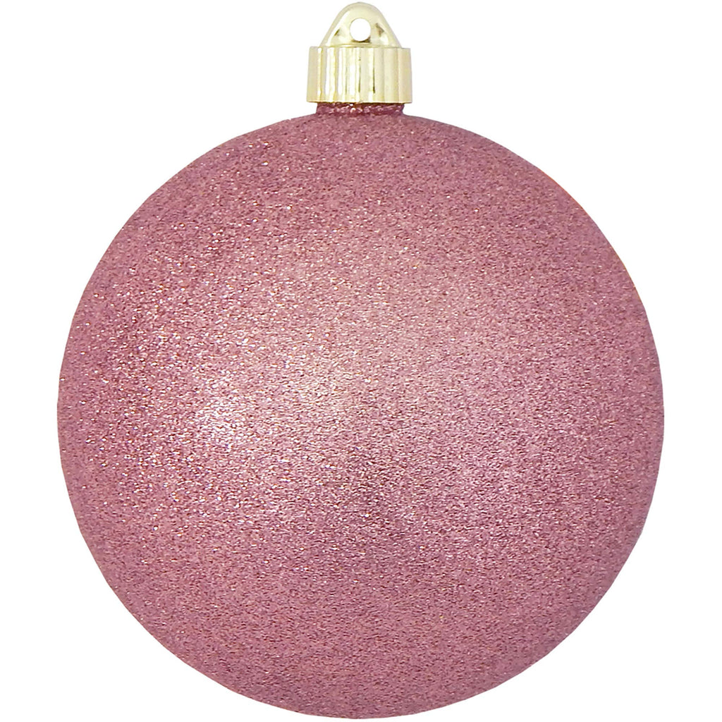 Christmas By Krebs 6" (150mm) Rose Pink Glitter [2 Pieces] Solid Commercial Grade Indoor and Outdoor Shatterproof Plastic, Water Resistant Ball Ornament Decorations
