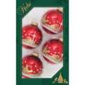 Glass Christmas Tree Ornaments - 67mm/2.63" [4 Pieces] Decorated Balls from Christmas by Krebs Seamless Hanging Holiday Decor (Christmas Red with Bethlehem Scene)