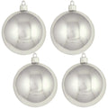 Christmas By Krebs 4" (100mm) Shiny Looking Glass Silver [4 Pieces] Solid Commercial Grade Indoor and Outdoor Shatterproof Plastic, UV and Water Resistant Ball Ornament Decorations