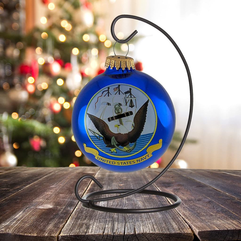 Christmas Tree Ornaments Made in the USA - 80mm / 3.25" Decorated Collectible Glass Balls from Christmas by Krebs - Handmade Hanging Holiday Decorations for Trees
