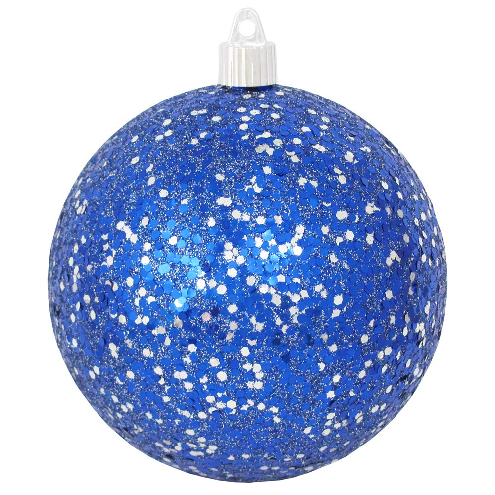 Christmas By Krebs 4 3/4" (120mm) Blue & Silver Multicolor Glitz [4 Pieces] Solid Commercial Grade Indoor and Outdoor Shatterproof Plastic, Water Resistant Ball Ornament Decorations
