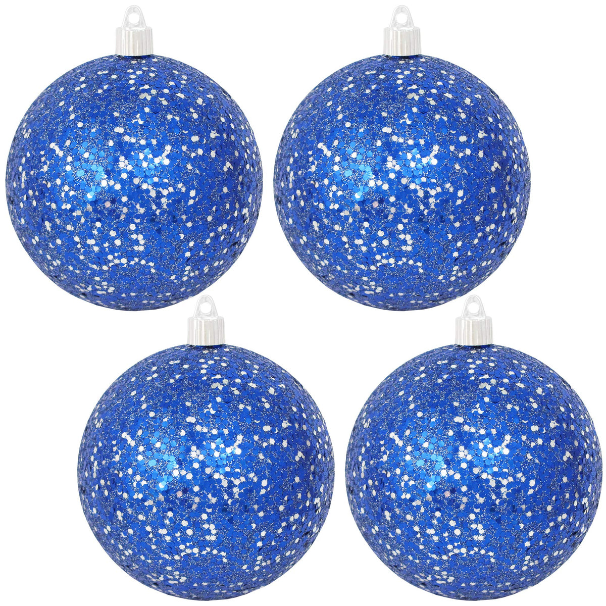 Christmas By Krebs 4 3/4" (120mm) Blue & Silver Multicolor Glitz [4 Pieces] Solid Commercial Grade Indoor and Outdoor Shatterproof Plastic, Water Resistant Ball Ornament Decorations
